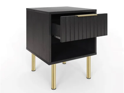 GFW Nervata Black and Gold 1 Drawer Lamp Table