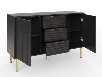 GFW Nervata Black and Gold 2 Door 3 Drawer Sideboard