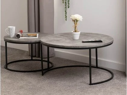 Seconique Athens Concrete Effect Nesting Coffee Tables