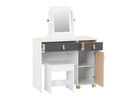 Seconique Brooklyn Grey and Oak 1 Door 2 Drawer Dressing Table Set