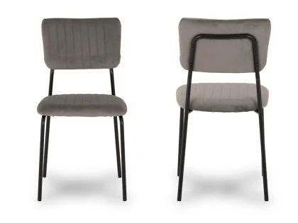 Seconique Sheldon Set of 4 Grey Velvet Dining Chairs