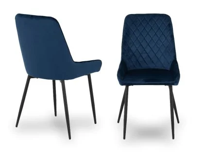 Seconique Avery Set of 2 Blue Velvet Dining Chairs