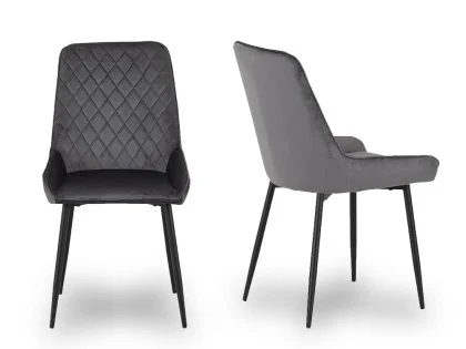 Seconique Avery Set of 2 Grey Velvet Dining Chairs