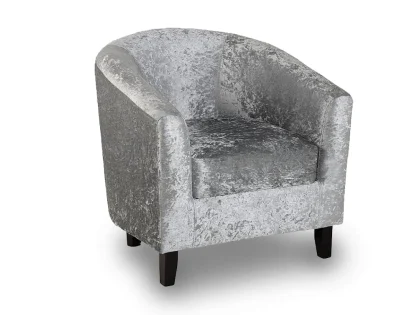 Seconique Hammond Silver Crushed Velvet Fabric Tub Chair