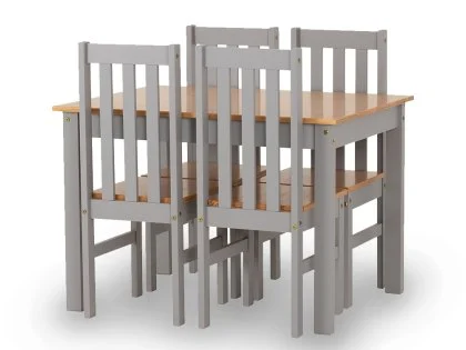 Seconique Ludlow Grey and Oak Dining Table and 4 Chair Set