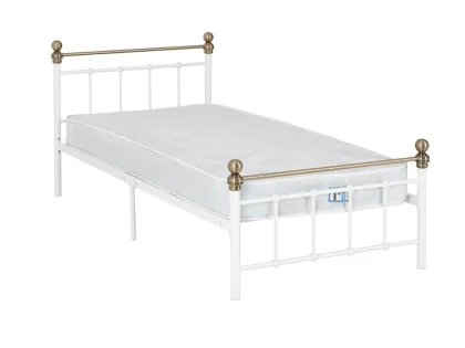 Seconique Marlborough 3ft Single White and Brass Metal Bed Frame