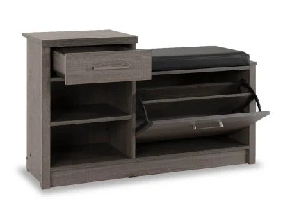 Seconique Lisbon Black Wood Grain Shoe Bench