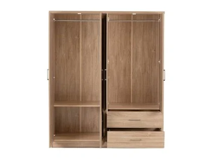 Seconique Lisbon Light Oak 4 Door 2 Drawer Mirrored Wardrobe