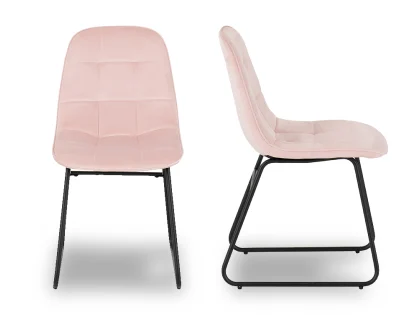 Seconique Lukas Set of 2 Pink Velvet Dining Chairs