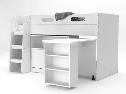 Kidsaw Kudl 3ft Single White Storage Mid Sleeper Bed Frame