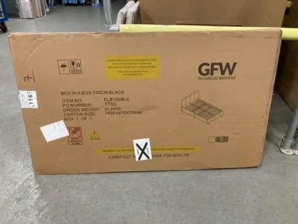 Clearance - GFW Bed in a Box 4ft6 Double Black Faux Leather Bed Frame