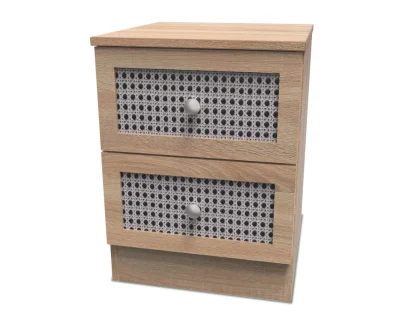 Welcome Rattan Look 2 Drawer Small Bedside Table (Assembled)