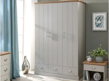 GFW Kendal Light Grey and Oak 4 Piece Bedroom Furniture Set