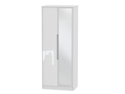 Welcome Monaco Gloss 2 Door Tall Mirrored Double Wardrobe (Assembled)