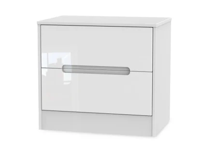 Welcome Monaco Gloss 2 Drawer Wide Bedside Table (Assembled)