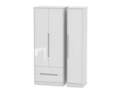 Welcome Monaco Gloss 3 Door 2 Drawer Tall Triple Wardrobe (Assembled)