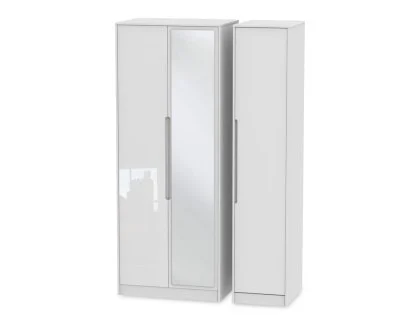 Welcome Monaco Gloss 3 Door Tall Mirrored Triple Wardrobe (Assembled)