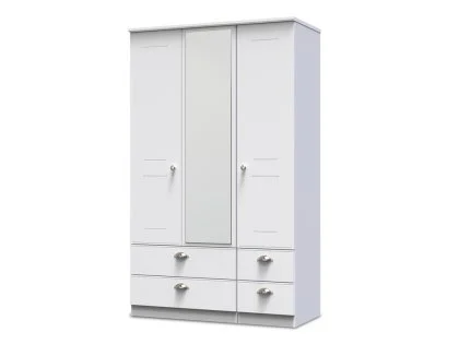 Welcome Victoria 3 Door 4 Drawer Tall Mirrored Triple Wardrobe (Assembled)