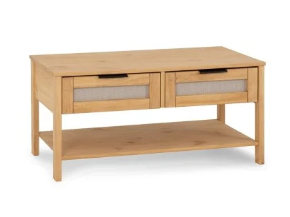 Seconique Corona Rattan and Pine 2 Drawer Coffee Table