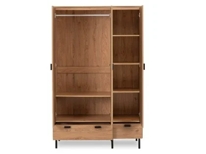 Seconique Leon Oak 3 Door 2 Drawer Triple Wardrobe