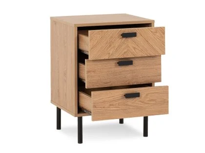 Seconique Leon Oak 3 Drawer Bedside Table