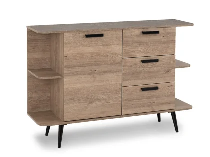 Seconique Saxton Mid Oak and Concrete Effect 1 Door 3 Drawer Sideboard