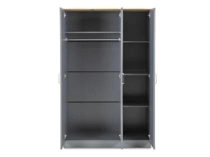 Seconique Portland Grey and Oak 3 Door Triple Wardrobe