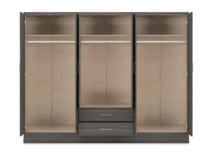 Seconique Nevada Black 6 Door 2 Drawer Mirrored Wardrobe