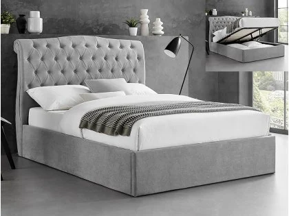 Limelight Flora Light Grey Fabric Ottoman Bed Frame