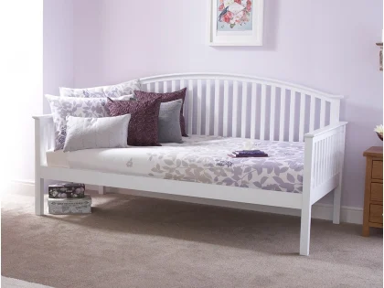GFW Madrid 3ft Single White Wooden Day Bed with Guest Bed Frame