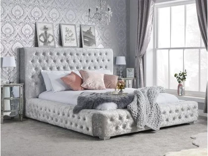Birlea Grande Steel Crushed Velvet Bed Frame