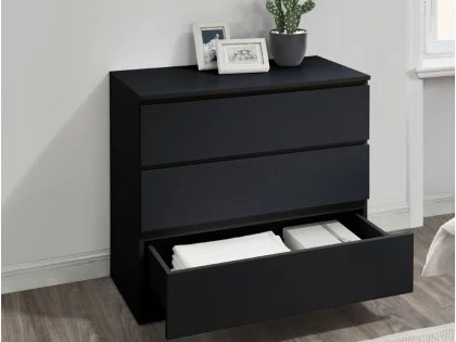 Birlea Oslo Black 3 Drawer Chest of Drawers