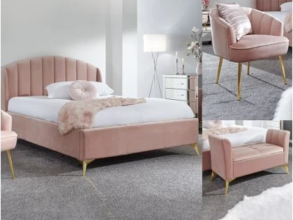 GFW Pettine King Size Pink Fabric 3 Piece Bedroom Furniture Set