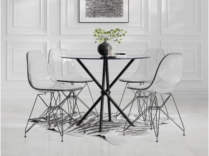 LPD Casa 90cm Smoked Glass and Black Dining Table
