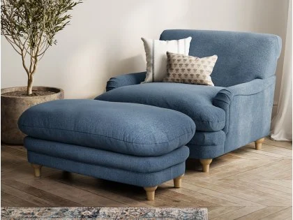 LPD Plumpton Denim Blue Fabric Foot Stool