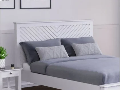 Kyoto Chevron 5ft King Size White Wooden Bed Frame