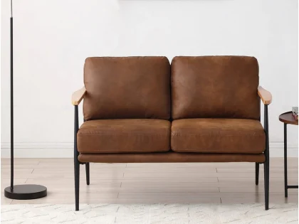 Kyoto Bronx Brown Faux Leather 2 Seater Sofa