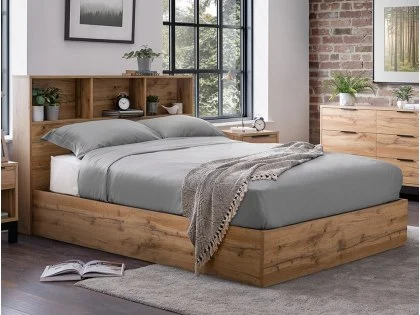Julian Bowen Bali Bookcase Oak Wooden Ottoman Bed Frame