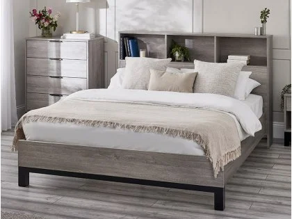 Julian Bowen Bali Bookcase Grey Wooden Bed Frame