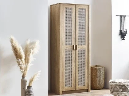 Julian Bowen Sydney Oak and Rattan Effect 2 Door Wardrobe Julian Bowen Sydney Oak and Rattan Effect 2 Door Wardrobe