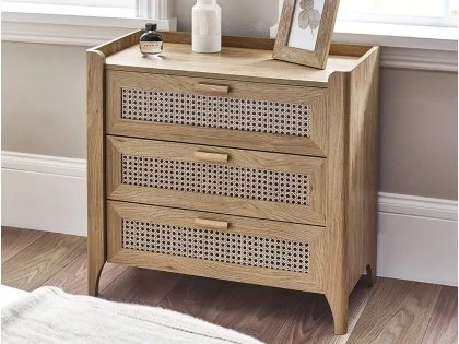 Julian Bowen Sydney Oak and Rattan Effect 3 Drawer Chest of Drawers Julian Bowen Sydney Oak and Rattan Effect 3 Drawer Chest of Drawers