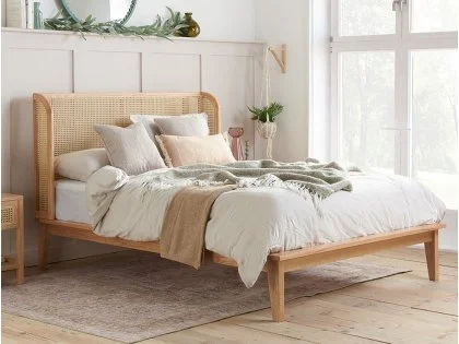 Birlea Astrid Rattan Oak Wooden Bed Frame