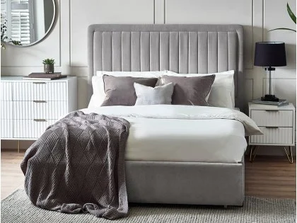 Julian Bowen Savannah Grey Velvet 1 Drawer Fabric Bed Frame Julian Bowen Savannah Grey Velvet 1 Drawer Fabric Bed Frame