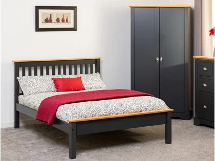 Seconique Monaco Grey and Oak Wooden Bed Frame (Low Footend)