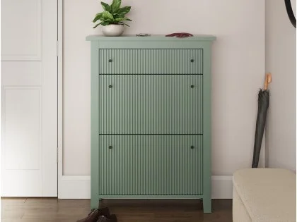 GFW Garrucha Deluxe Green 2 Door 1 Drawer Shoe Cabinet