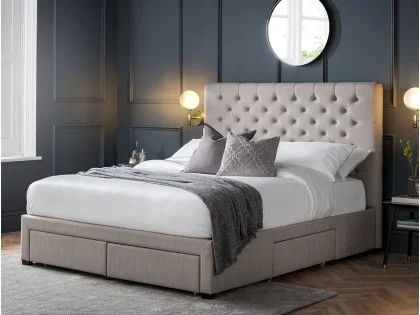 Julian Bowen Wilton Grey Fabric 4 Drawer Storage Bed Frame Julian Bowen Wilton Grey Fabric 4 Drawer Storage Bed Frame