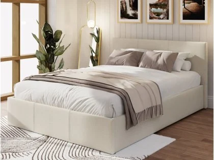 GFW Ecuador Natural Hopsack Fabric End Lift Ottoman Bed Frame