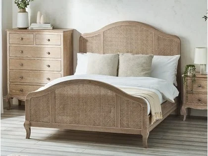 Julian Bowen Fleur Rattan and Light Oak Wooden Bed Frame