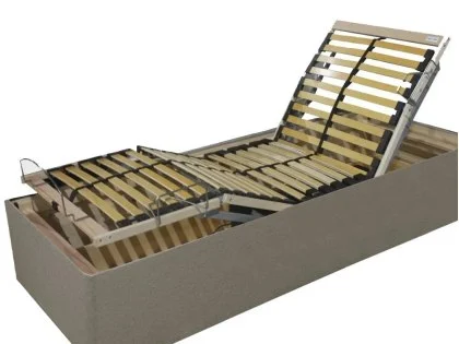Clearance - Willow & Eve Copper Memory Pocket 1000 Electric Adjustable 6ft Super King Size Bed (2 x 3ft) With 4 Drawers and Fern Floorstanding Headboard in Venice Cream Finish