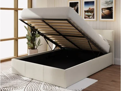 GFW Ecuador 4ft Small Double Natural Hopsack Fabric End Lift Ottoman Bed Frame COPY